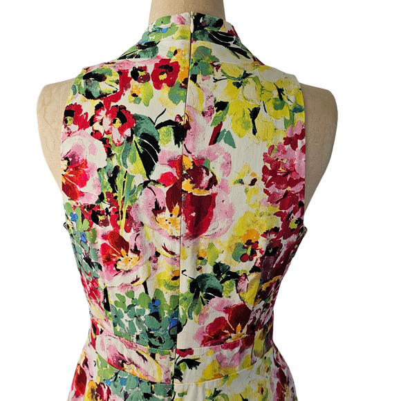 Dress London Times multi floral sundress full skirt spring cottage size 10 - Picture 6 of 9